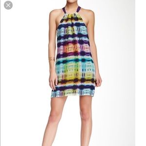 Trina Turk purple multi color silk summer dress 10